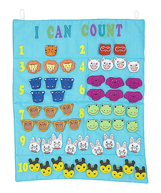 I Can Count Finger Puppets Blue Wall Hanging
