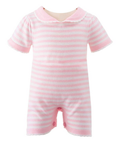 Pink Striped Knitted Babysuit