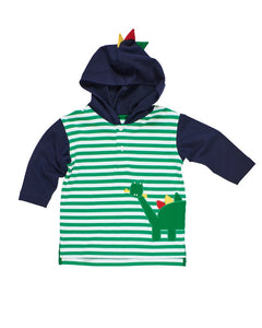 Green Stripe Hoodie with Dinosaur - Infant