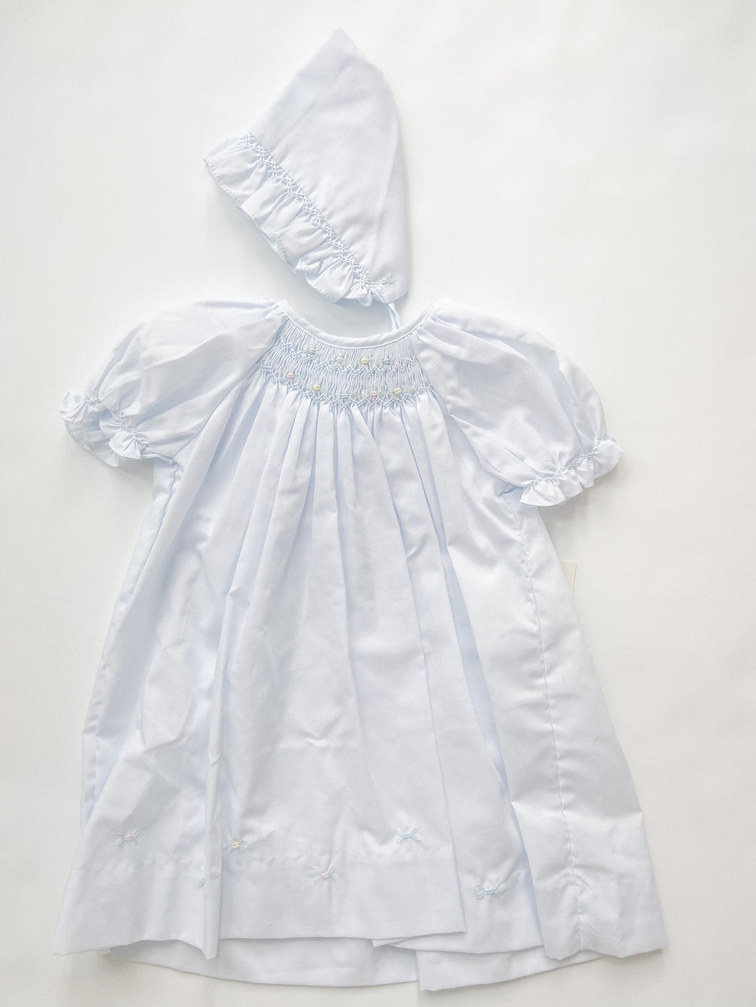 Smocked Blue Dress With Hat - Infant