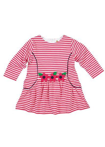 Long Sleeve Knit Dress with Flowers - Toddler Girls