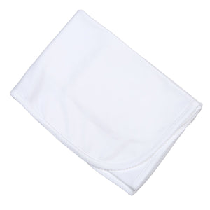 White Receiving Blanket with Trim