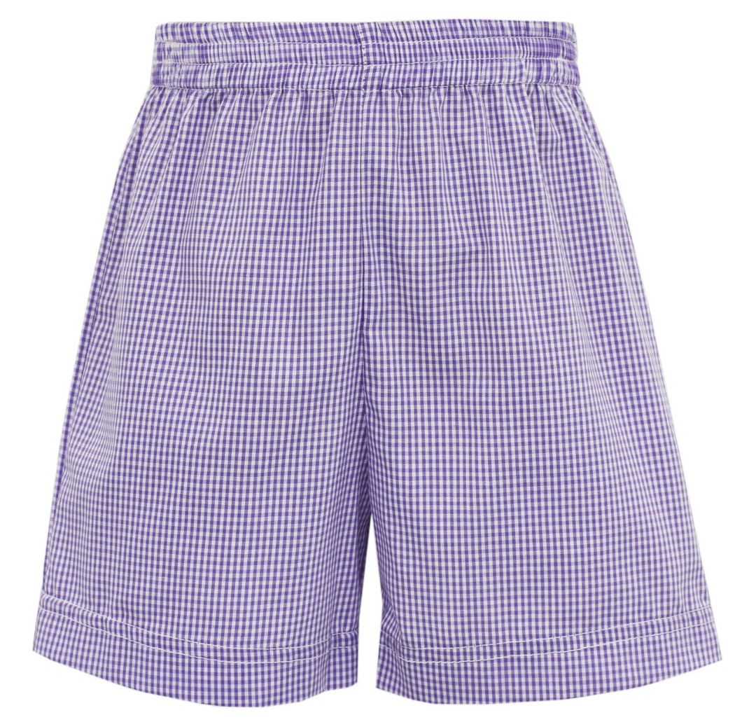 Mardi Gras Smocked match Boy's purple shorts 510SB