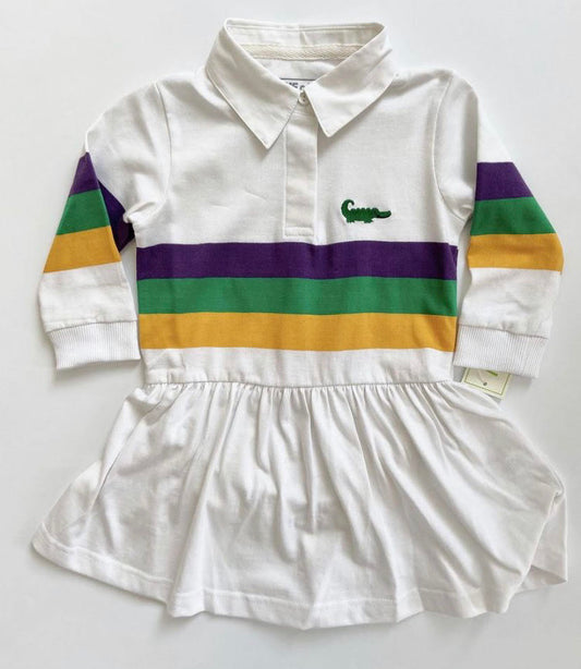 Mardi Gras LS Rugby Dress Drop Waist