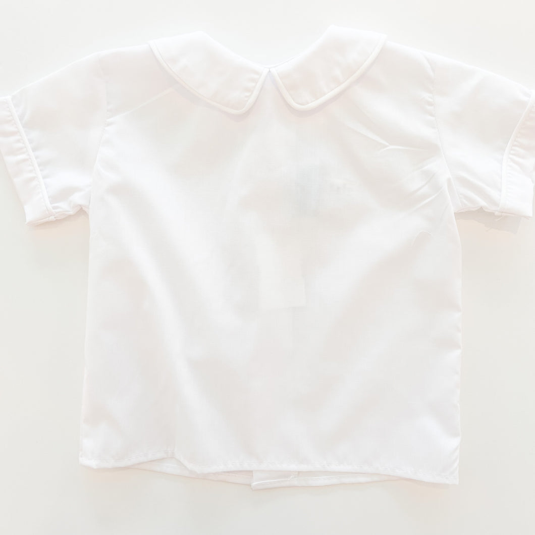Short Sleeve White Shirt With Piping