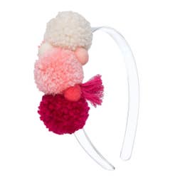 Multi Pom Pom Headband - Pink