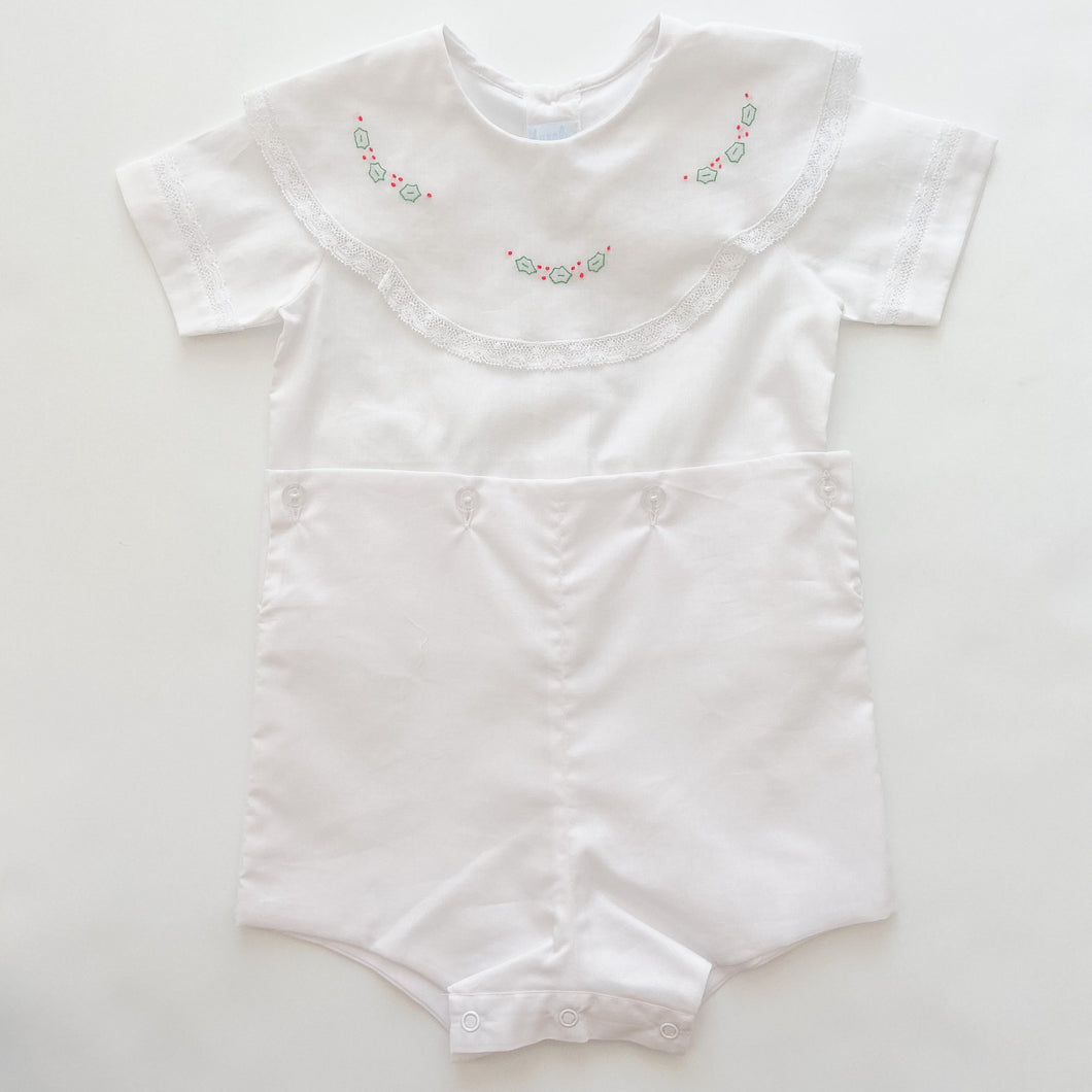 Holly Lace White/Red Boysuit - Infant