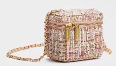 Boxed Golden Pink Tweed Purse