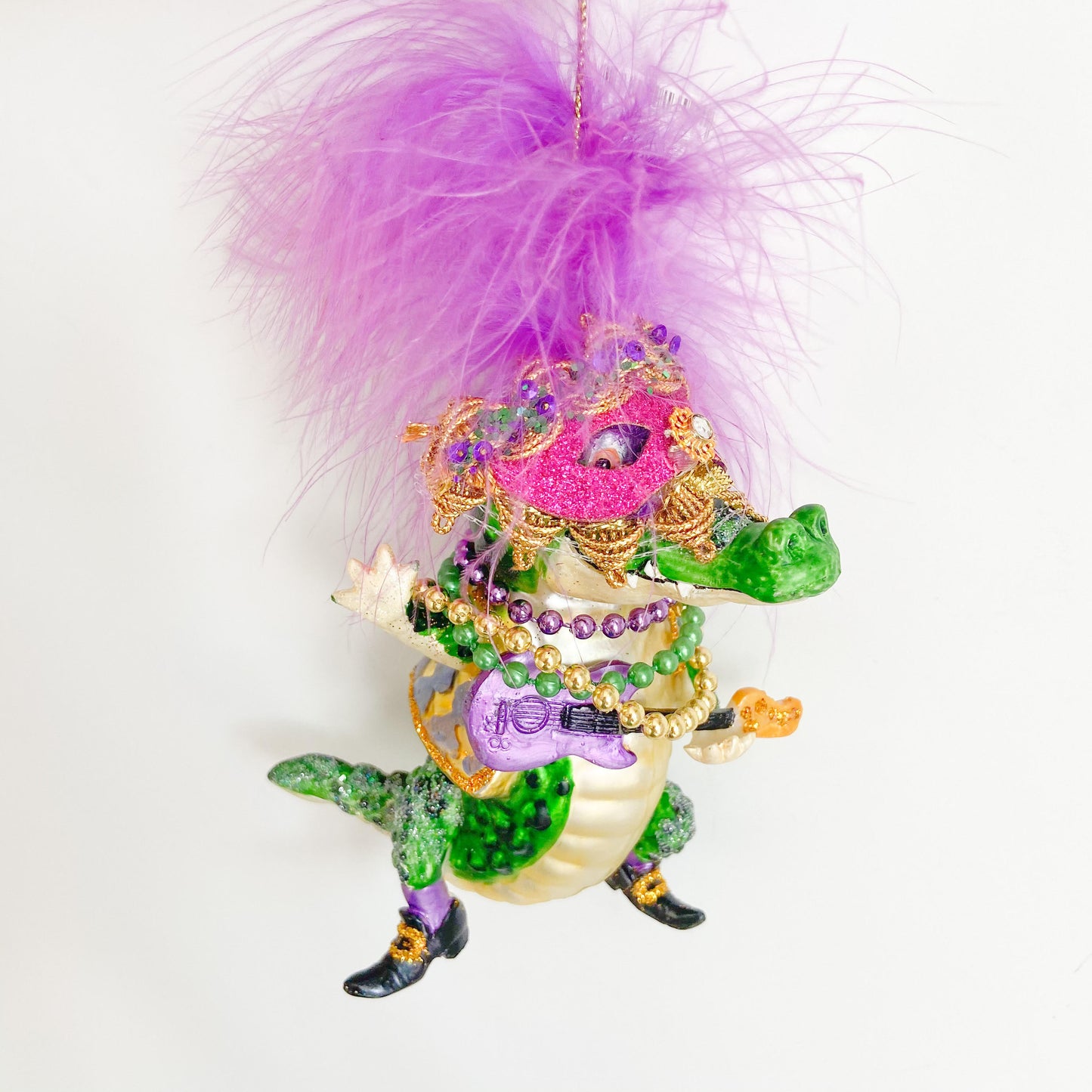 Guitar Mardi Gras Alligator Ornament