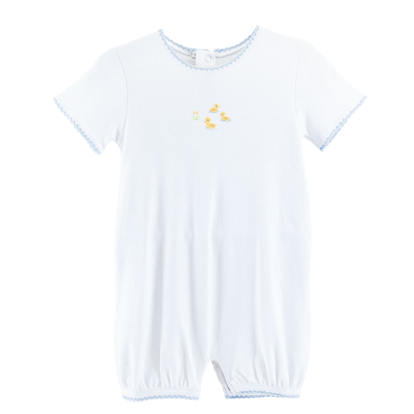 three little ducks romper w/crochet trim