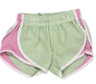Seersucker Athletic Shorts Lime/Pink