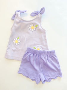 Purple Flowers Knit Top and Short Set