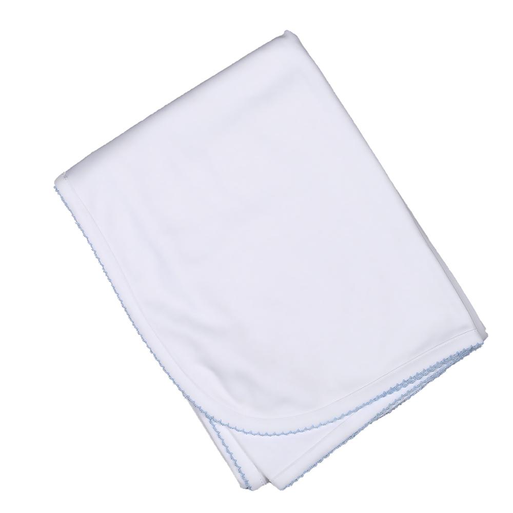 White Receiving Blanket with Trim