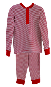 Red White Stripe Boy Pajama Set