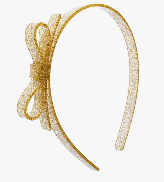 Glitter Gold Thin Bow Headband