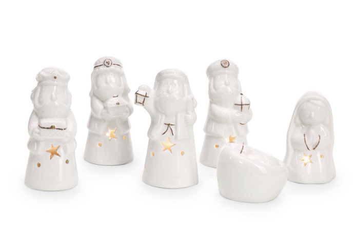 Silent Night 6 Pc Light Up Keepsake Nativity Set in Gift Box