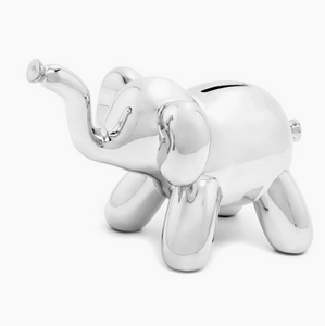 Baby Elephant Balloon Piggy Bank Silver