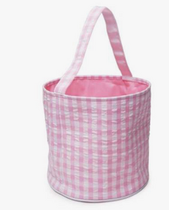 Pastel Checkered Basket - Pink