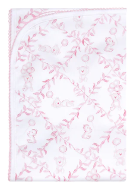 Bear Trellace Blanket Pink