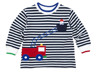 Stripe Knit Shirt w/ firetruck & Dalmation 4203