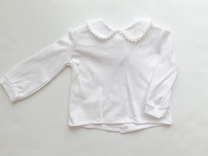Knit Blouse with Scallop Trim
