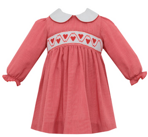 Heart smocked Red Dress 128D