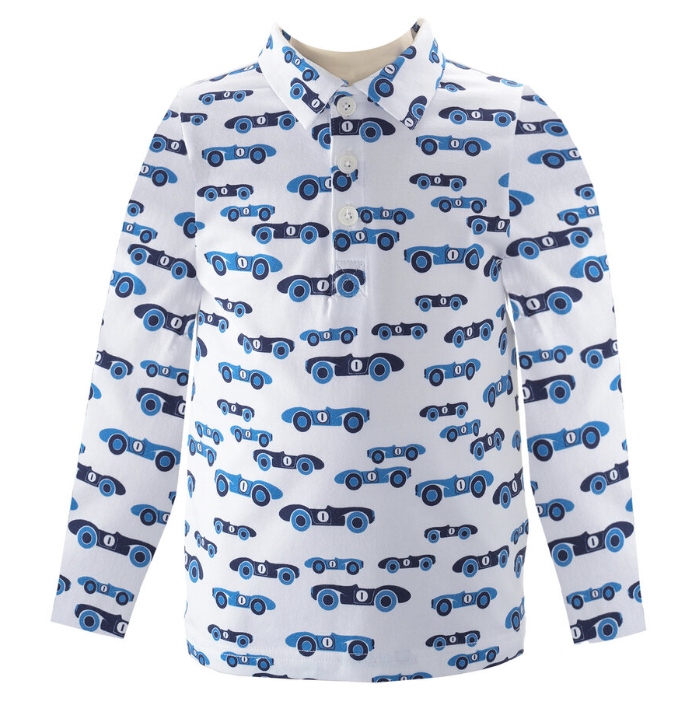 Blue Car Print Polo