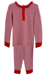 Red White Stripe Girl Pajama Set