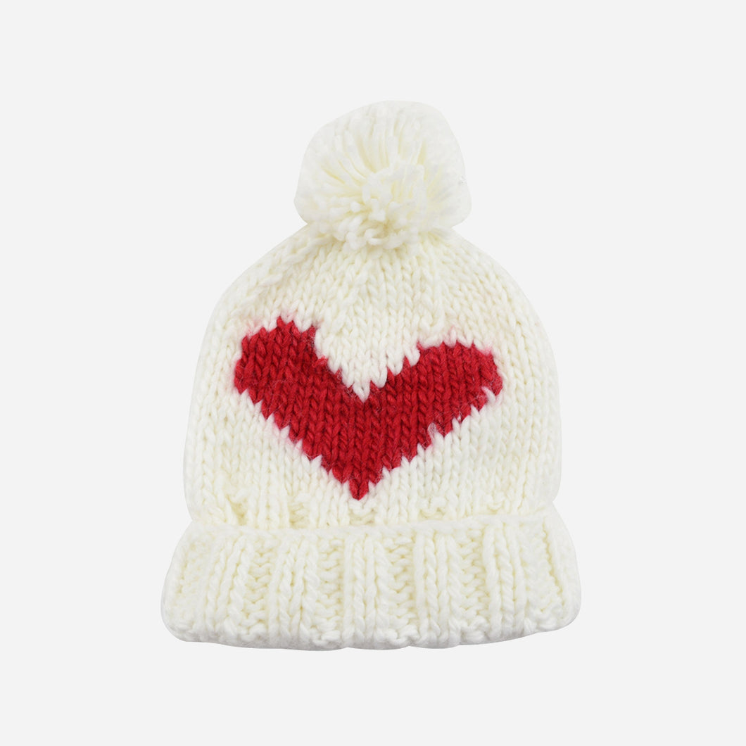 Hand Knit Heart Beanie