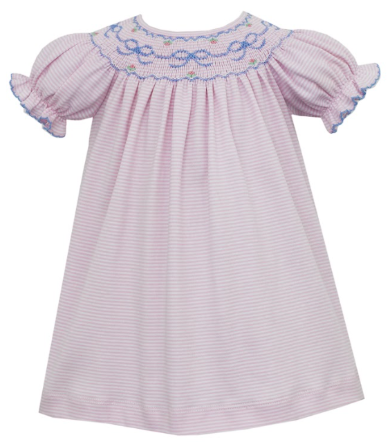 BOWS STRIPE KNIT BISHOP Dress 421A