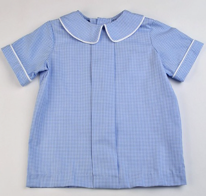 Pleat Front Blue Check Short Set 64800A