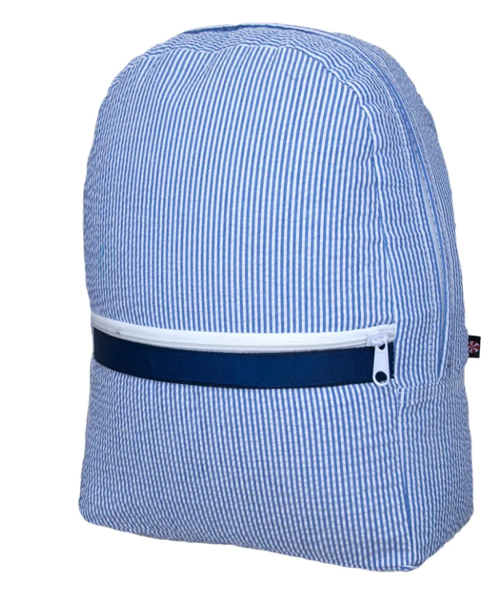 Medium Seersucker Backpack - navy