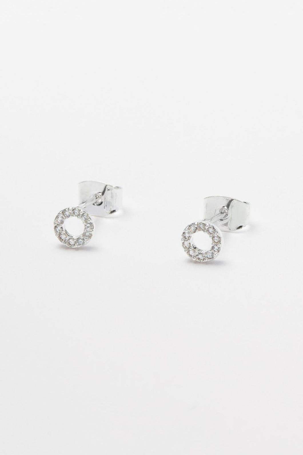 CZ Circle Earrings Silver Plated