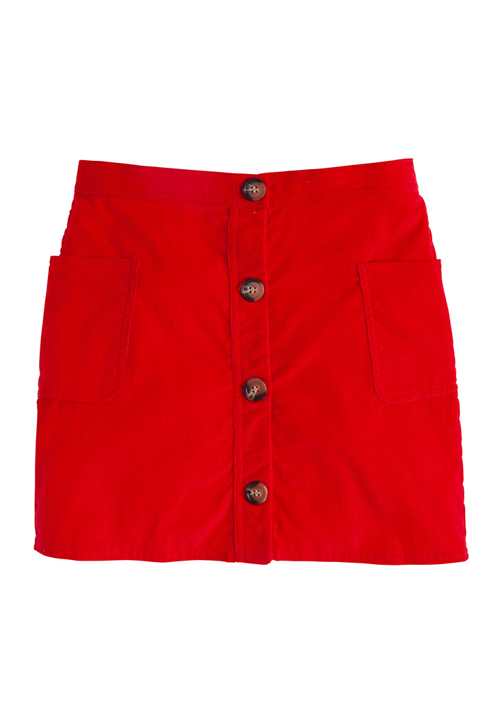 Emily Pocket Skirt Red Corduroy