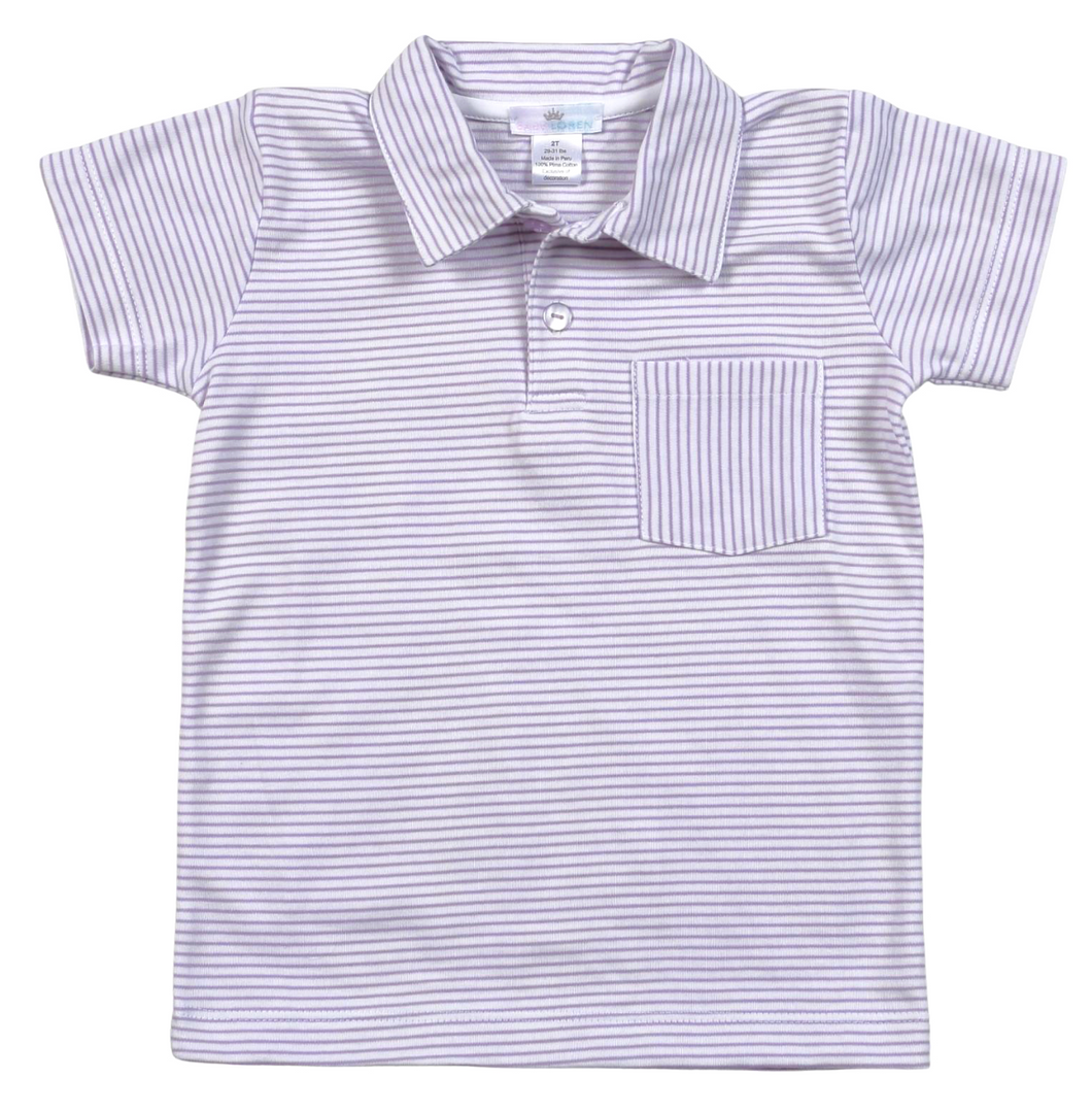 Purple Stripe Collared T-Shirt PLS-310