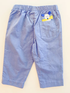 Corduroy Pants With Applique Dog In Pocket