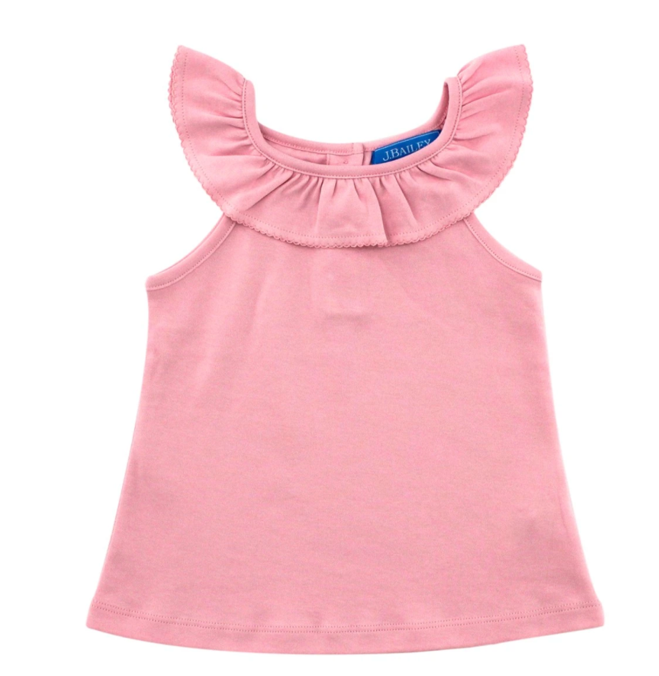 Ruffled Sleeveless Tee Light Pink