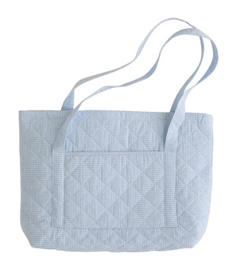 Quilted Luggage Tote - Light Blue