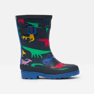 Tall Printed Welly Navy Dino