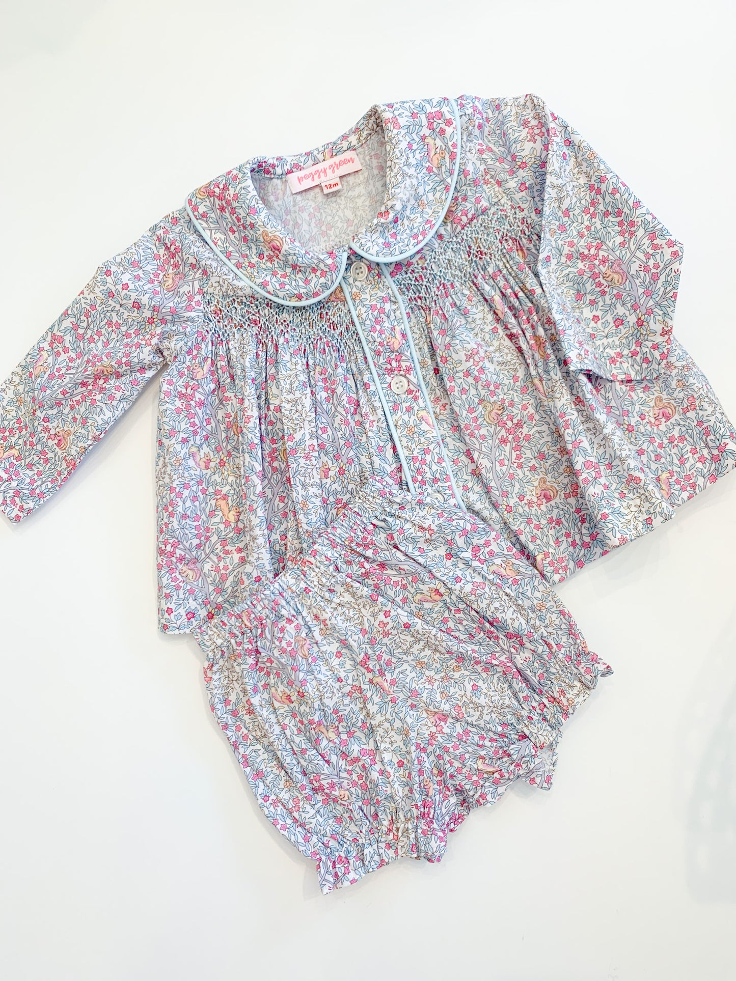 Long Sleeve Smocked Bloomer Set Chickering floral