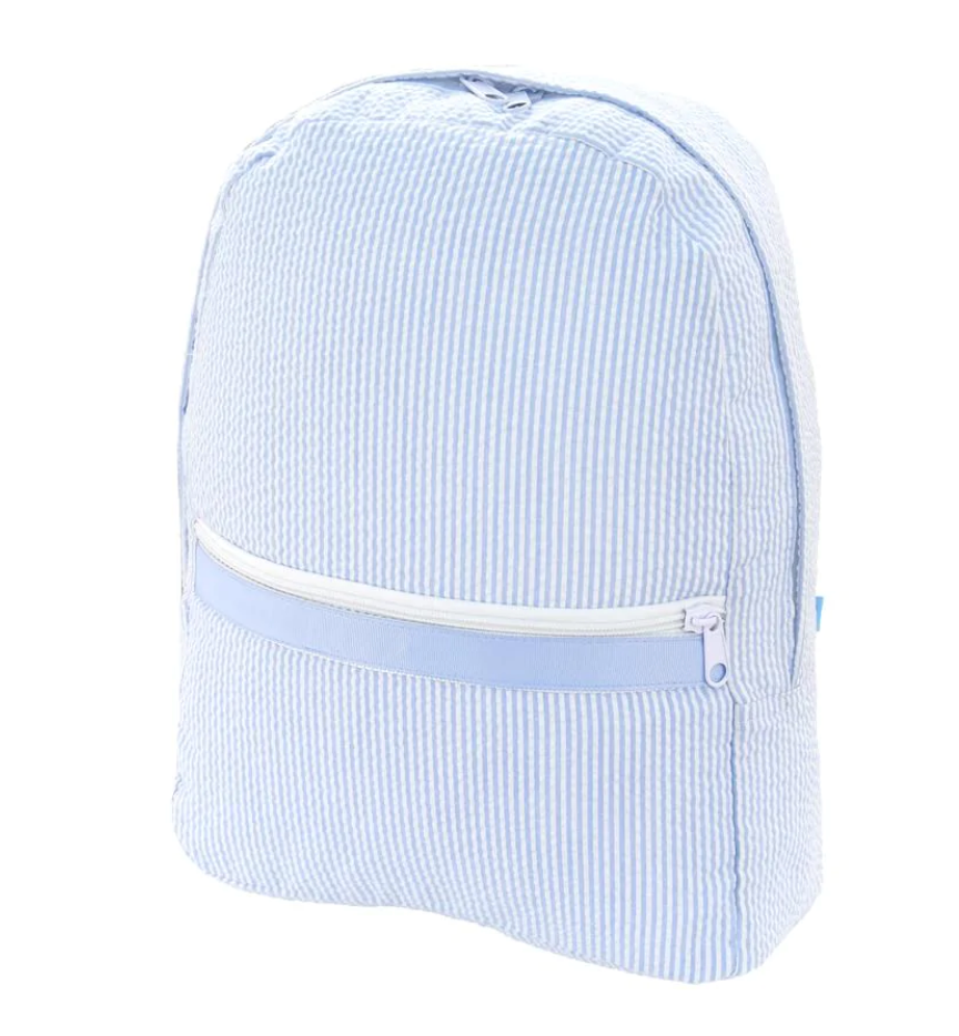 Medium Seersucker Backpack - baby blue
