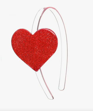 Cece Single Heart Red Glitter Headband
