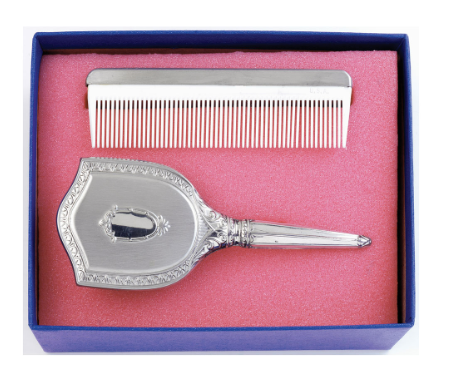 Girl's Pewter Hair Brush and Comb Set
