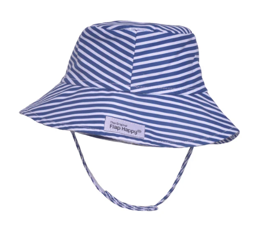 UPF50+ Bucket Sun Hat - Navy Preppy Stripe