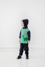 Load image into Gallery viewer, Green Stripe Hoodie with Dinosaur - Infant