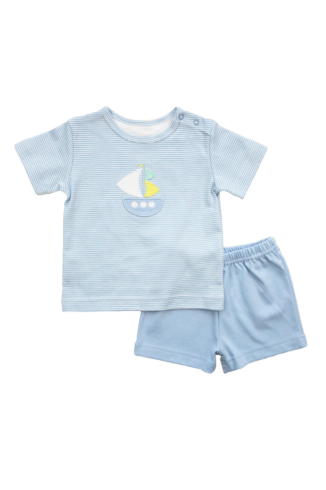 Blue Knit Short Set with Boat