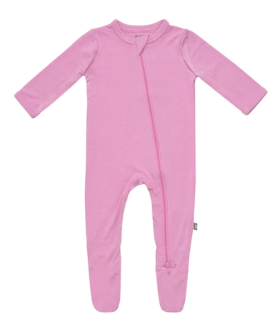 Solid Zippered Footie Bubblegum