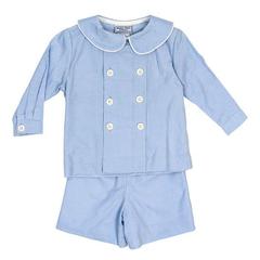 Lt Blue Cord Dressy Short Set - Infant